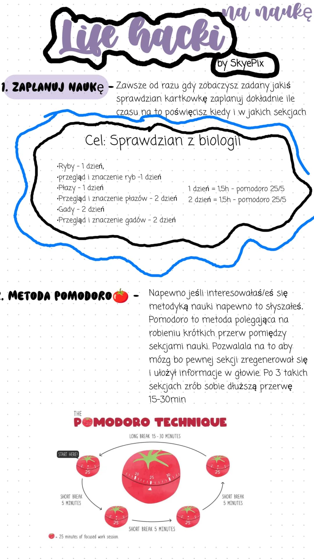 # na naukę
Life hacki
by SkyePix
1. ZAPLANUJ NAUKĘ - Zawsze od razu gdy zobaczysz zadany jakiś
sprawdzian kartkowkę zaplanuj dokładnie ile