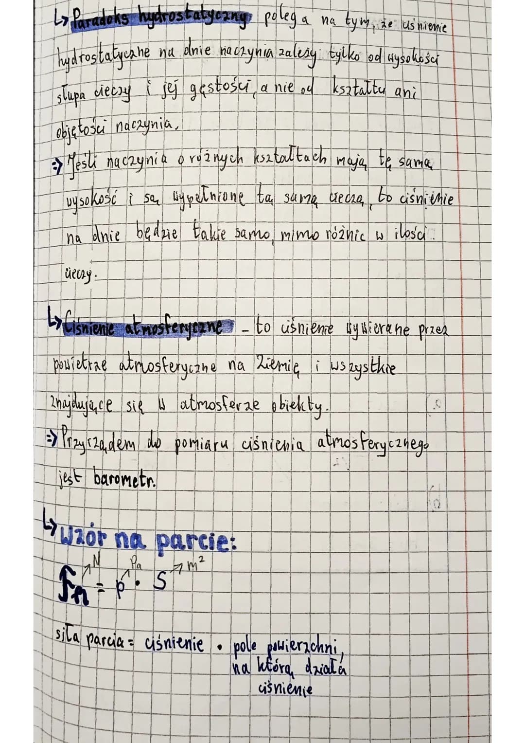 ciśnienic hydrostatyczne,
ciśnienie atmosferyczne
↳ Ciśnienie hydrostatyczne - to ciśnienie wywierane
przez ciecz na zanurzone w niej obiek