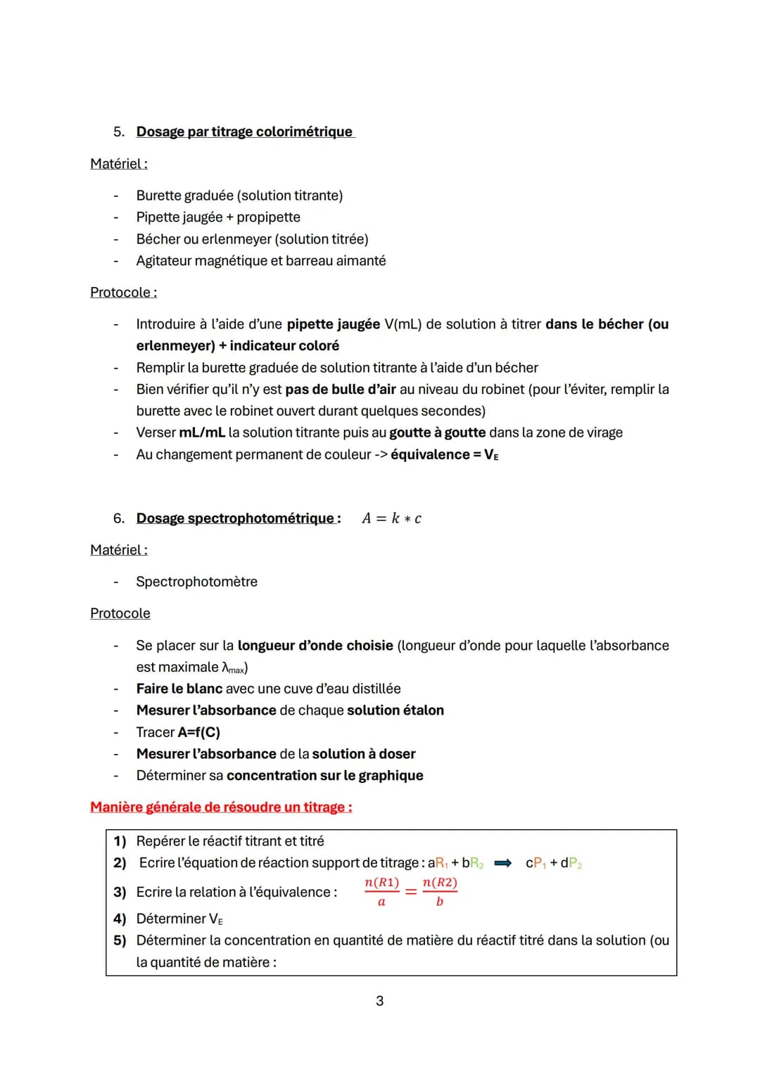# ECE Chimie
1. Les dilutions: $F = \frac{Vfille}{Vmère} = \frac{Cmère}{Cfille}$ et $Cmère * Vmère = Cfille * V fille$
Matériel:
- Fiole j