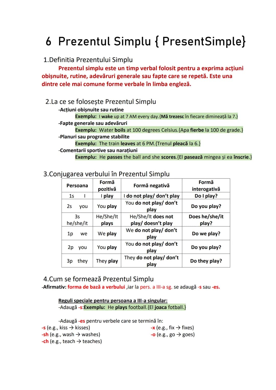 # 6 Prezentul Simplu { PresentSimple}
1. Definitia Prezentului Simplu
Prezentul simplu este un timp verbal folosit pentru a exprima acţiun