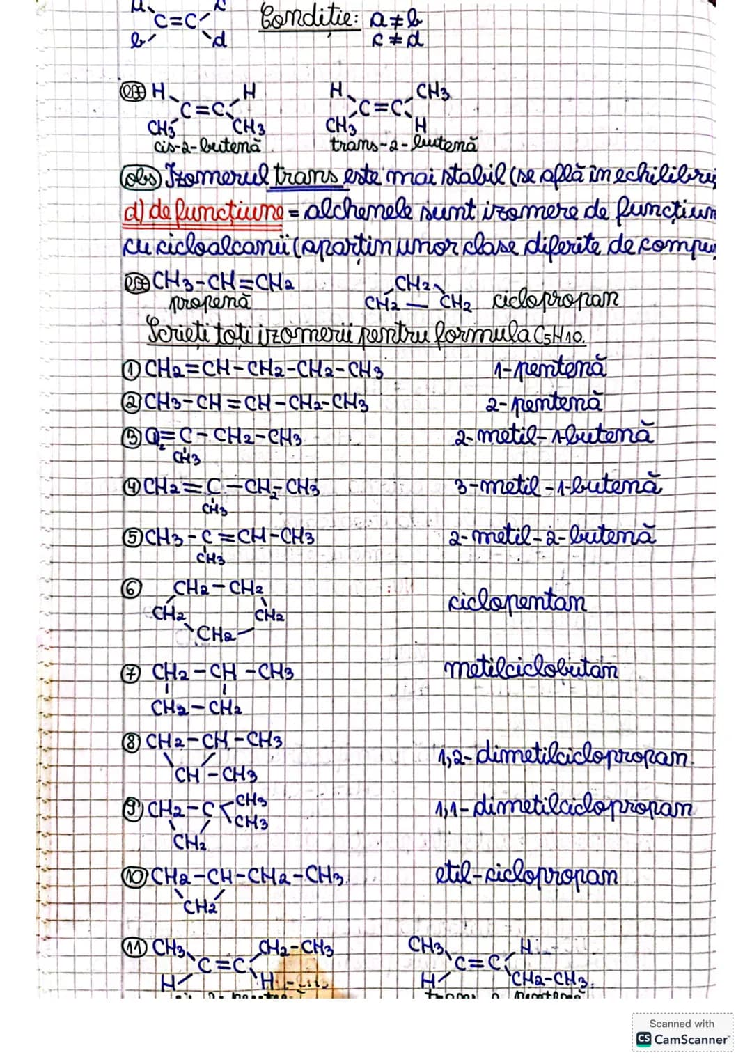 # Alchene (Olefine)
①Definitie: Alchenele sunt hidrocarburi aciclice ne-
saturate care conțin în molecula lor o legătură cora-
lentă dublă