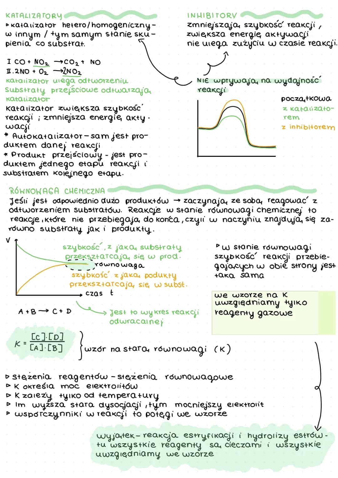 # Kinetyka
SZYBKOŚĆ REAKCJI
Szybkość zawsze zmniejsza się w czasie
$V = \frac{\Delta Cp}{\Delta t}$ $\rightarrow$ zmiana
stężenia moloweg