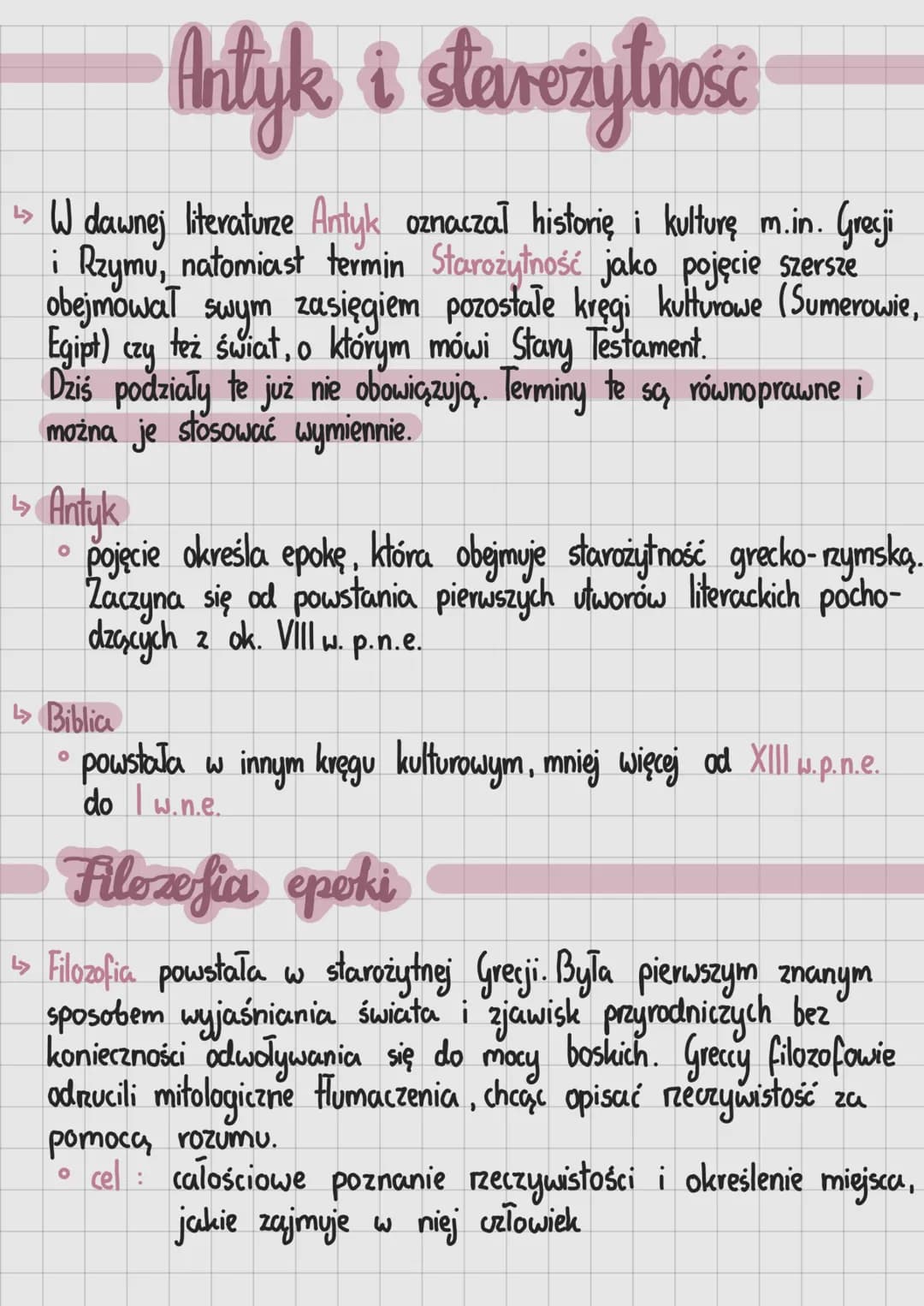 # Antyk i starożytność
> W dawnej literaturze Antyk oznaczał historię i kulturę m.in. Grecji
i Rzymu, natomiast termin Starożytność jako po