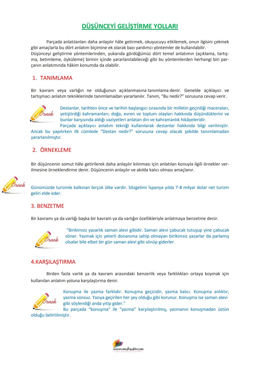 ANLATIM BİÇİMLERİ VE DÜŞÜNCEYİ GELİŞTİRME YOLLARI
Anlatım Biçimleri
1 Açıklayıcı Anlatım
(Açıklama)
2. Öyküleyici Anlatım
(Öyküleme)
3.