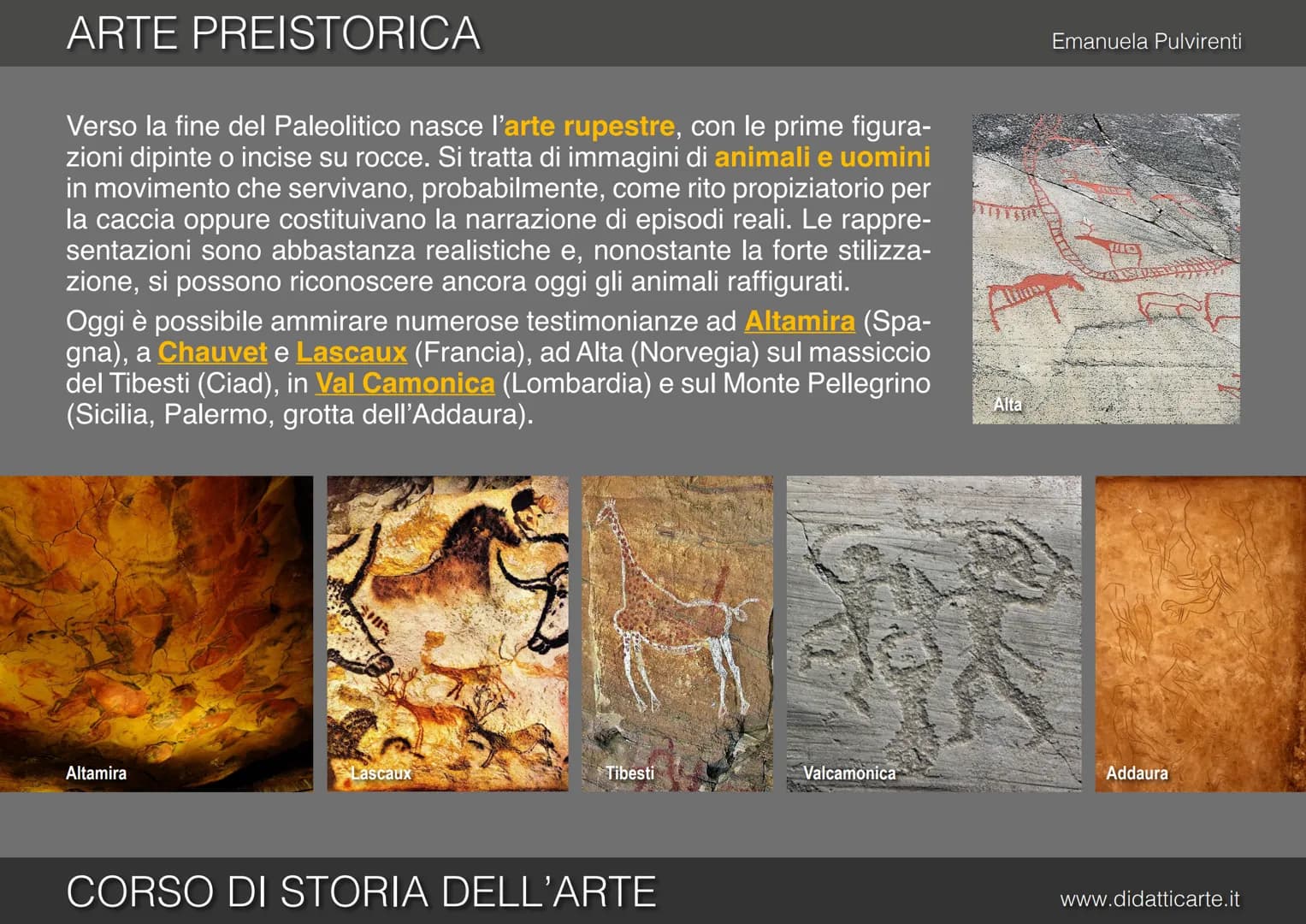# 1. ARTE PREISTORICA
CORSO DI STORIA DELL'ARTE
Emanuela Pulvirenti
www.didatticarte.it # ARTE PREISTORICA
Cos'è la PREISTORIA?
Emanuel