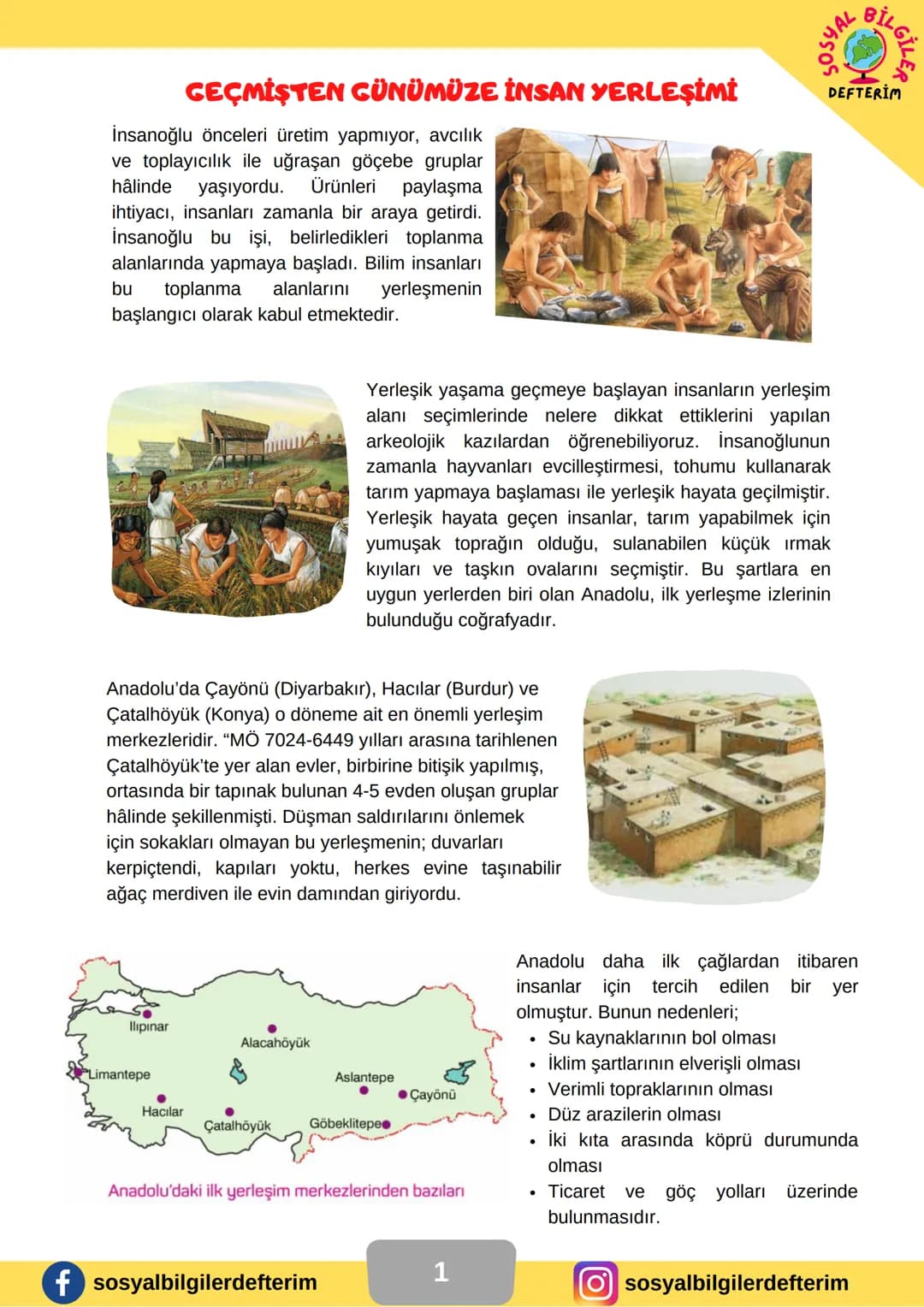 # 7.SINIF 3.ÜNİTE
SOSYAL BİLGİLER
DERS NOTU
SOSYAL BİLGİLER
DEFTERİM
BİLGİ ŞENTÜRK # GEÇMİŞTEN GÜNÜMÜZE İNSAN YERLEŞİMİ
İnsanoğlu öncel