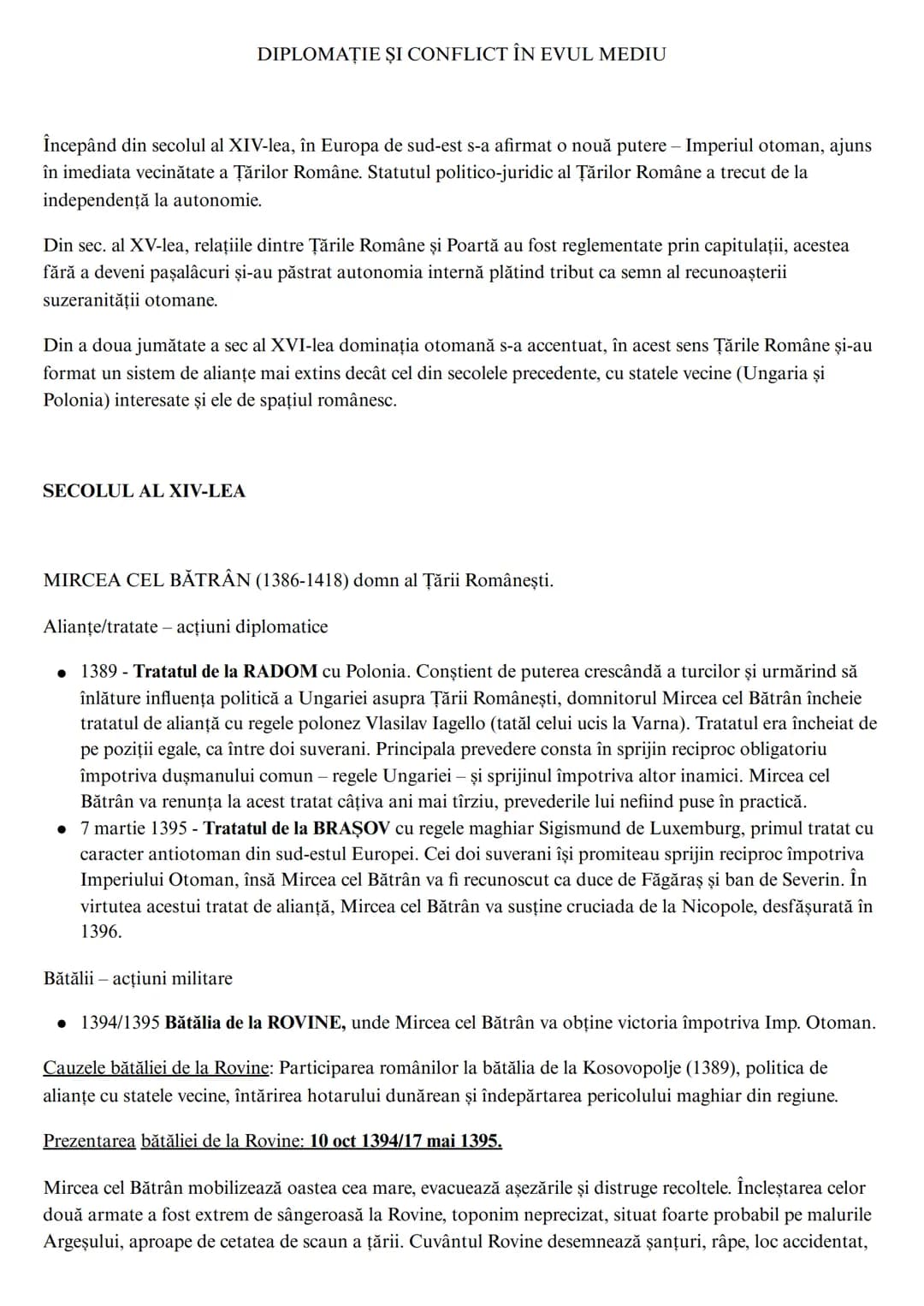 # DIPLOMAȚIE ȘI CONFLICT ÎN EVUL MEDIU
Începând din secolul al XIV-lea, în Europa de sud-est s-a afirmat o nouă putere - Imperiul otoman, a