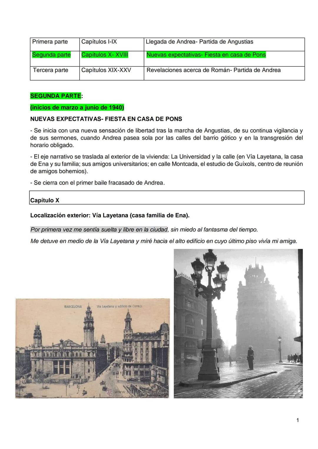 Primera parte
Capítulos I-IX
Llegada de Andrea- Partida de Angustias
Segunda parte
Capítulos X- XVIII
Nuevas expectativas- Fiesta en casa de