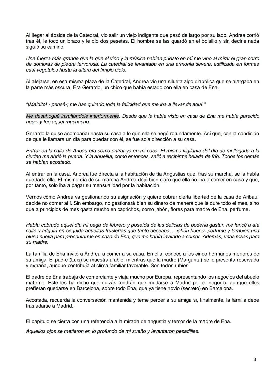 Primera parte
Capítulos I-IX
Llegada de Andrea- Partida de Angustias
Segunda parte
Capítulos X- XVIII
Nuevas expectativas- Fiesta en casa de