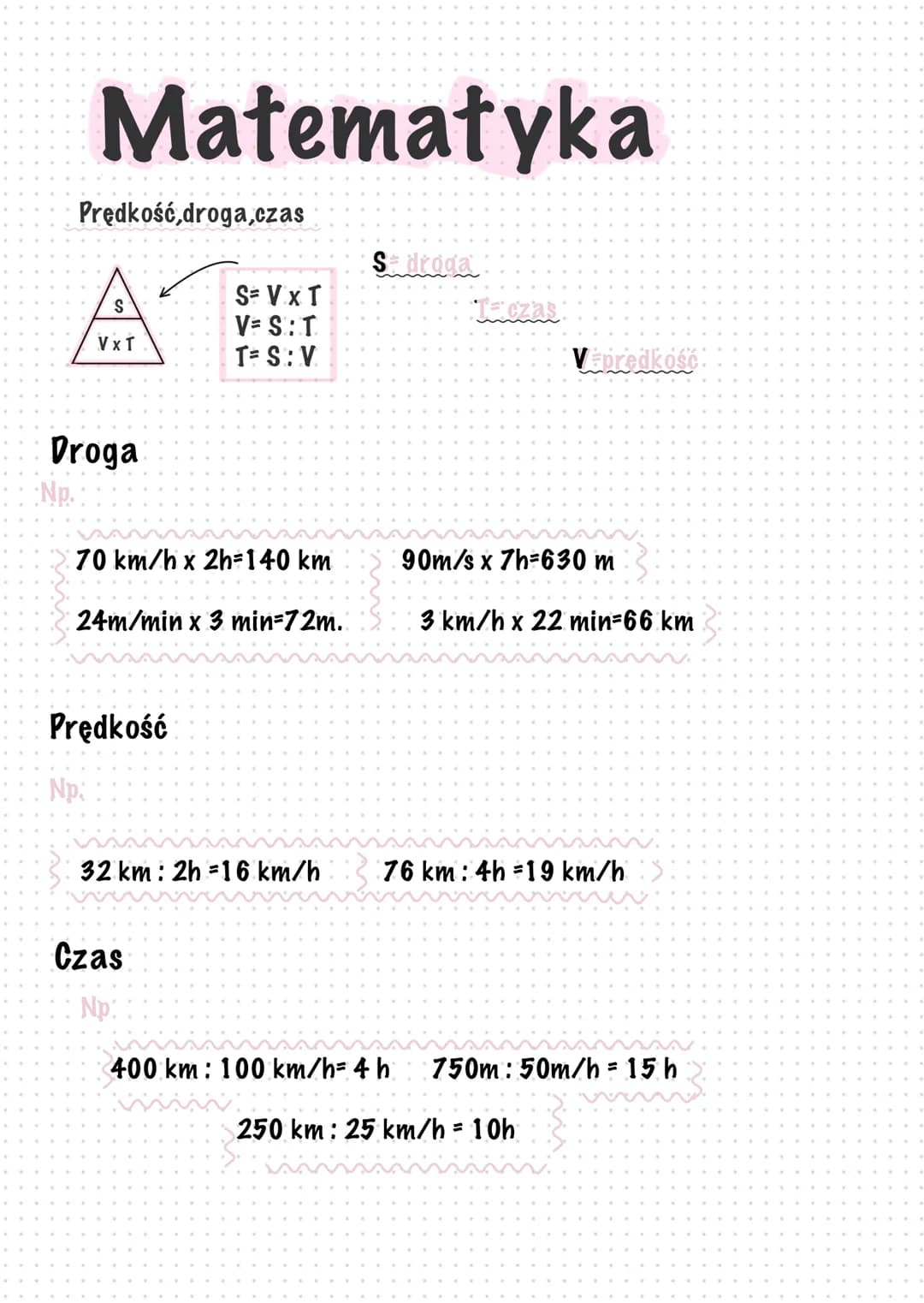 # Matematyka
Prędkość, droga,czas
S
A
VxT
S= V x T
V=S: T
T=S: V
Se deoda
Tczas:
Vepredkość:
Droga
Np.
70 km/h x 2h-140 km
24m/m