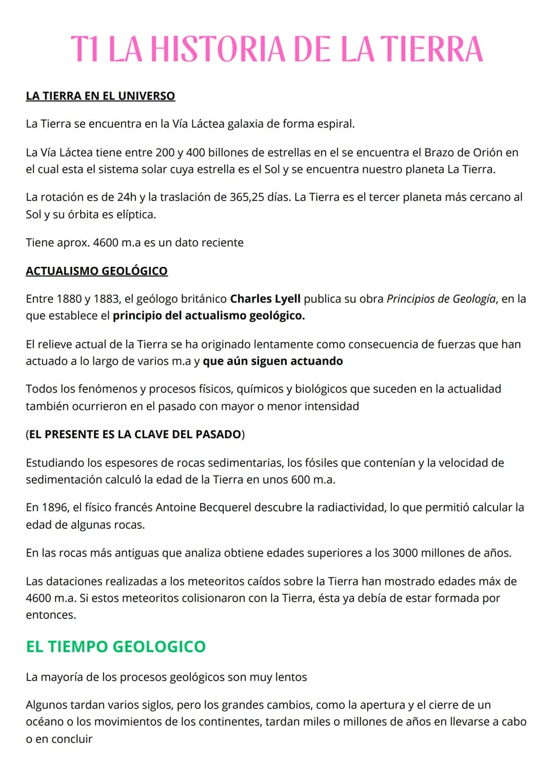 # T1 LA HISTORIA DE LA TIERRA
LA TIERRA EN EL UNIVERSO
La Tierra se encuentra en la Vía Láctea galaxia de forma espiral.
La Vía Láctea ti