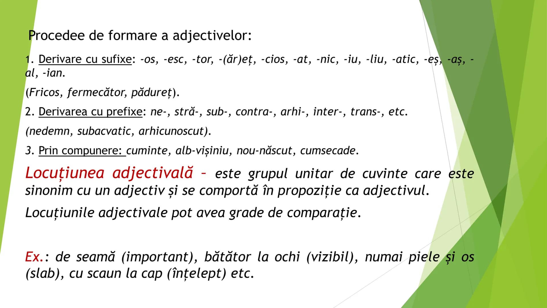 # Adjectivul
Clasa a VII-a Completează cu adjective potrivite:
a) lume _______________ ; b) pădurea _______________ ; c) _______________ sp
