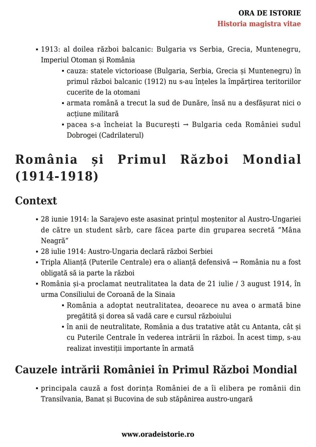 # ORA DE ISTORIE
Historia magistra vitae
# România și concertul european: de
la "criza orientală” la marile alianțe
ale secolului XX
Schiţ