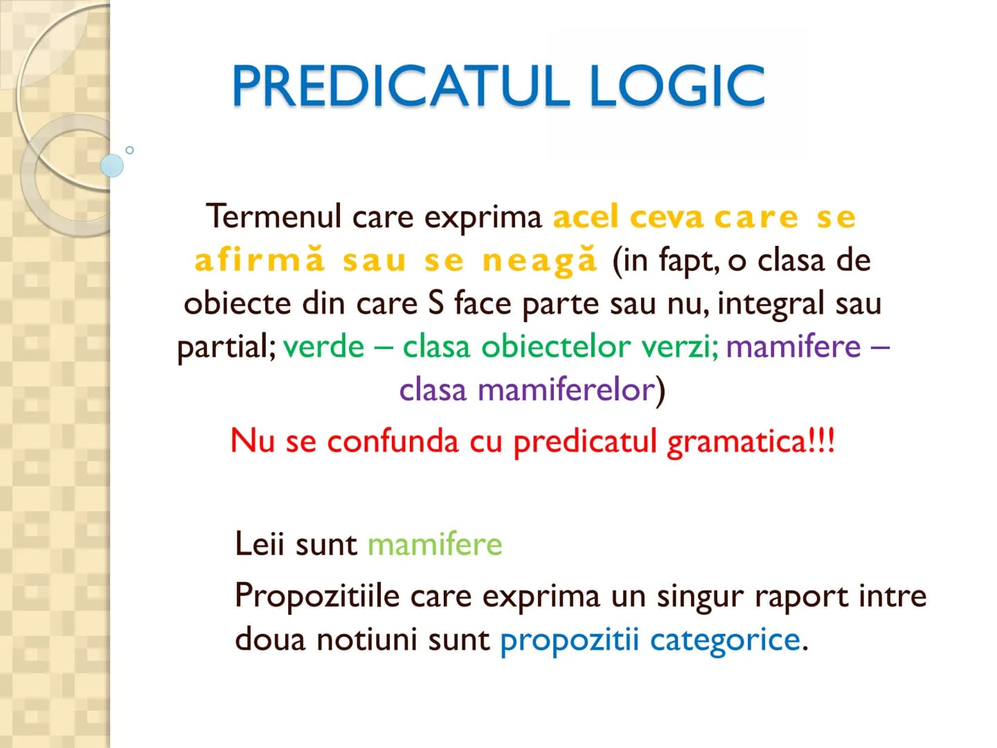 # PROPOZITIILE CATEGORICE
* Sunt cele mai simple propoziții logice
* Sunt propozitiile in care un termen se afirma (raport de
conco