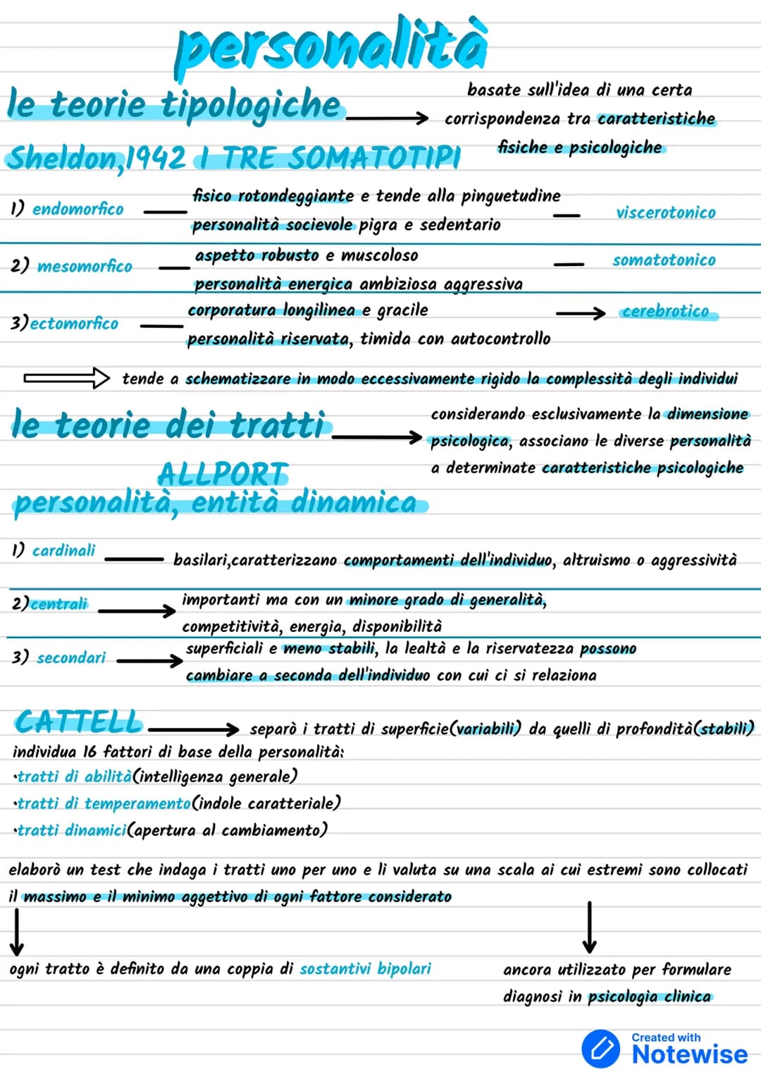# personalità
le teorie tipologiche. → corrispondenza tra caratteristiche
basate sull'idea di una certa
Sheldon, 1942 1 TRE SOMATOTIPI fisi