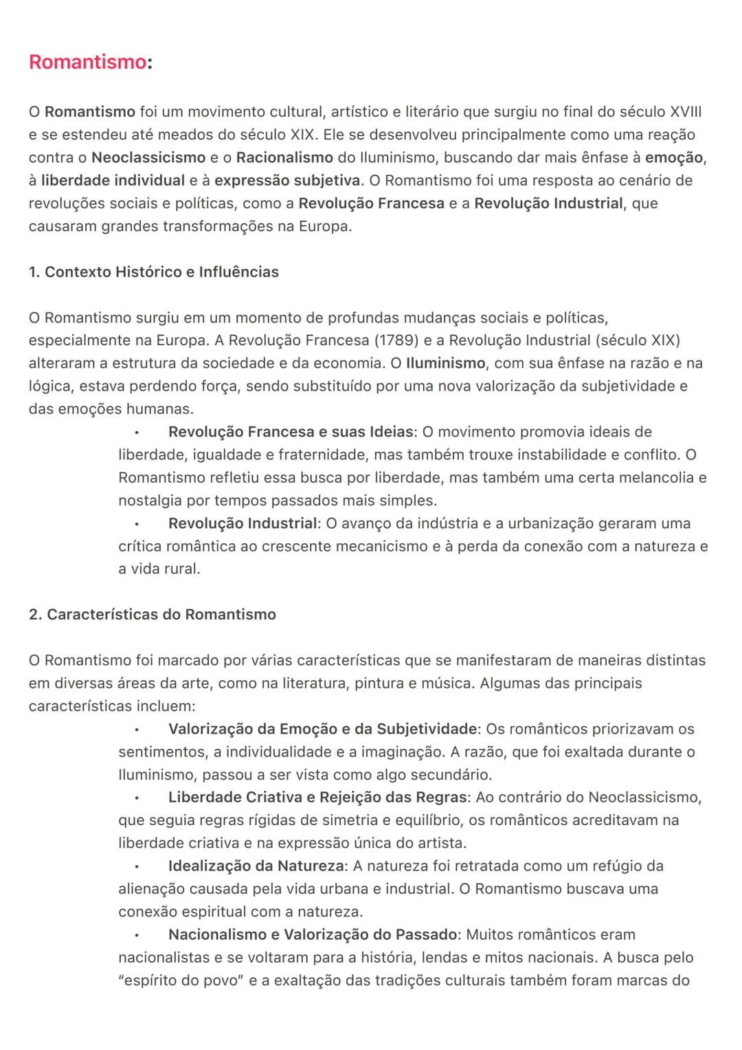 # Romantismo:
O Romantismo foi um movimento cultural, artístico e literário que surgiu no final do século XVIII
e se estendeu até meados do