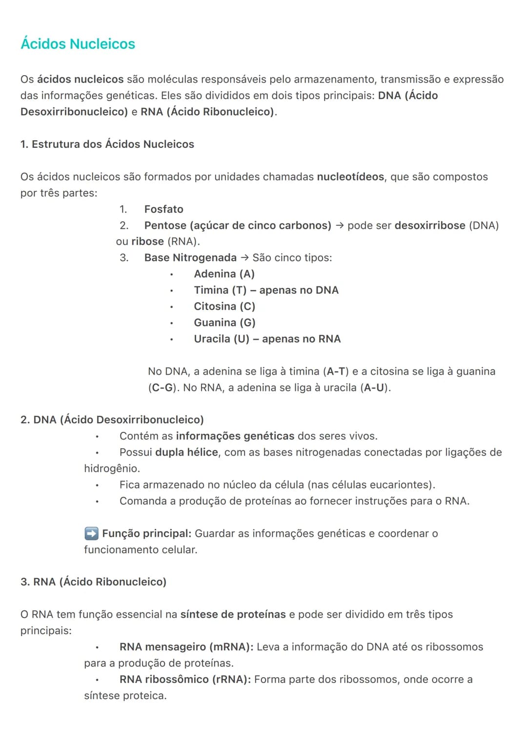 # Ácidos Nucleicos
Os ácidos nucleicos são moléculas responsáveis pelo armazenamento, transmissão e expressão
das informações genéticas. El