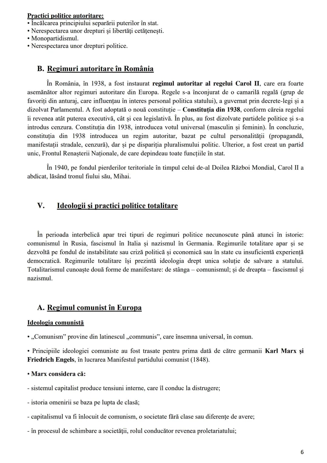 # Tema 6. Secolul XX- între democrație și totalitarism. Ideologii și practici politice în
România și în Europa
I. Clarificarea unor noţiuni
