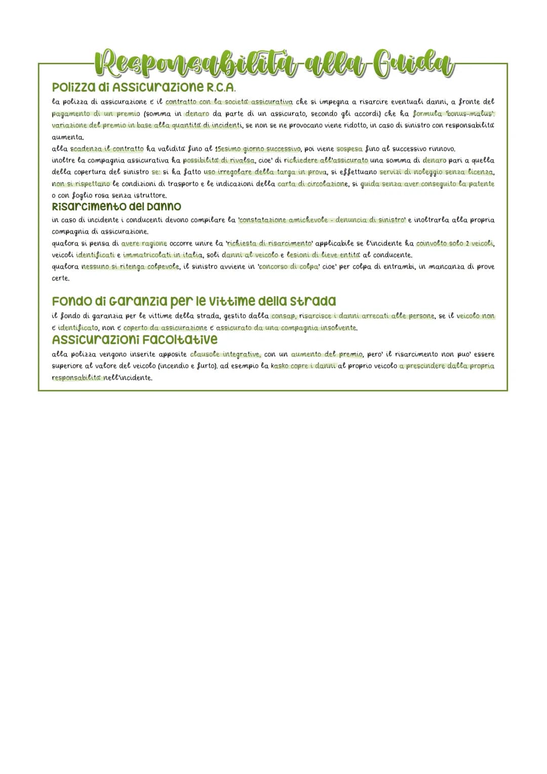 # Responsabilita alla Guida
capitoll 21-22-23
## Pericoli e Incidenti
la principale causa di incidente e l'umano, ma incidono anche:
**c