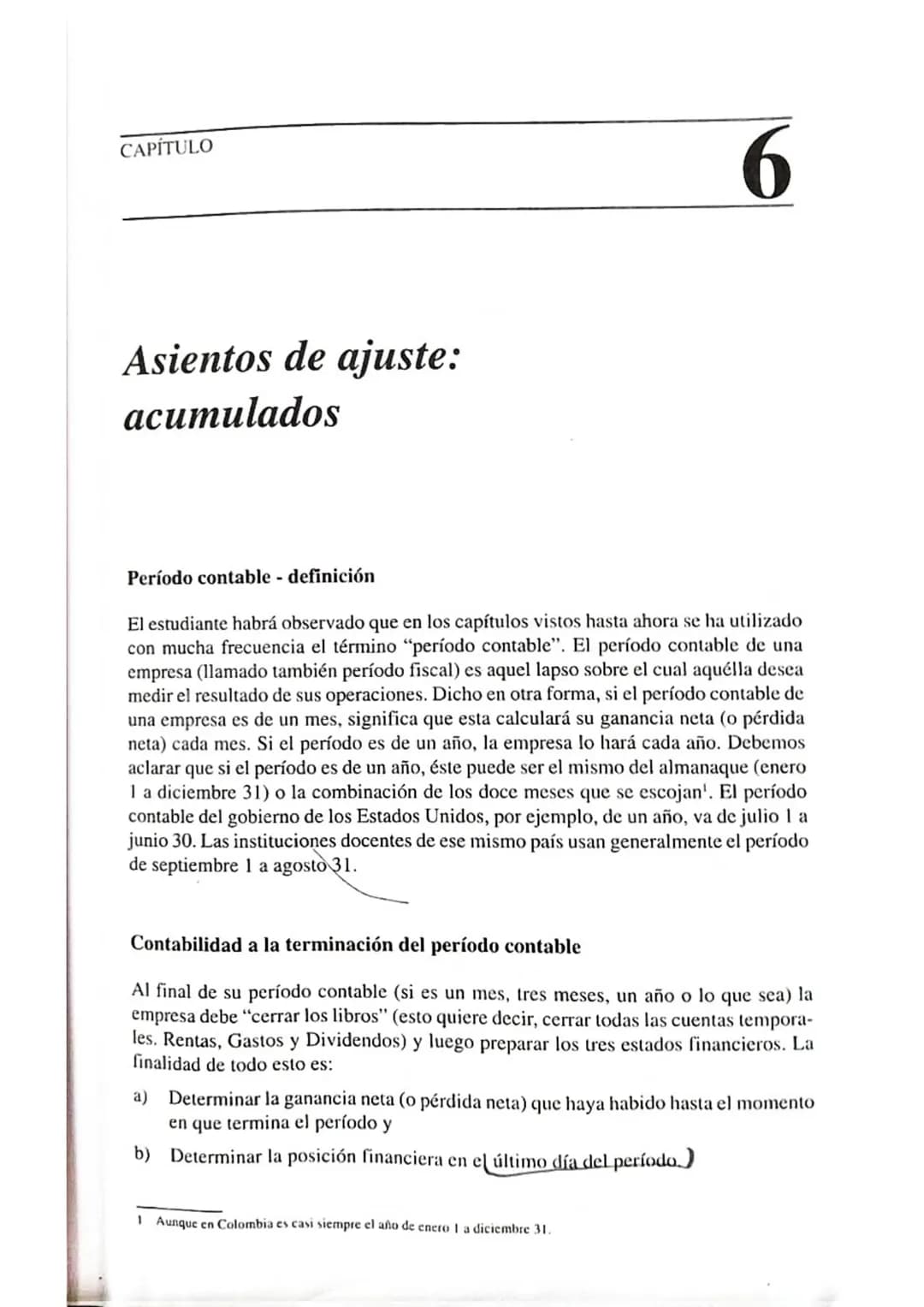 CAPÍTULO
Asientos de ajuste:
acumulados
6
Período contable - definición
El estudiante habrá observado que en los capítulos vistos hasta