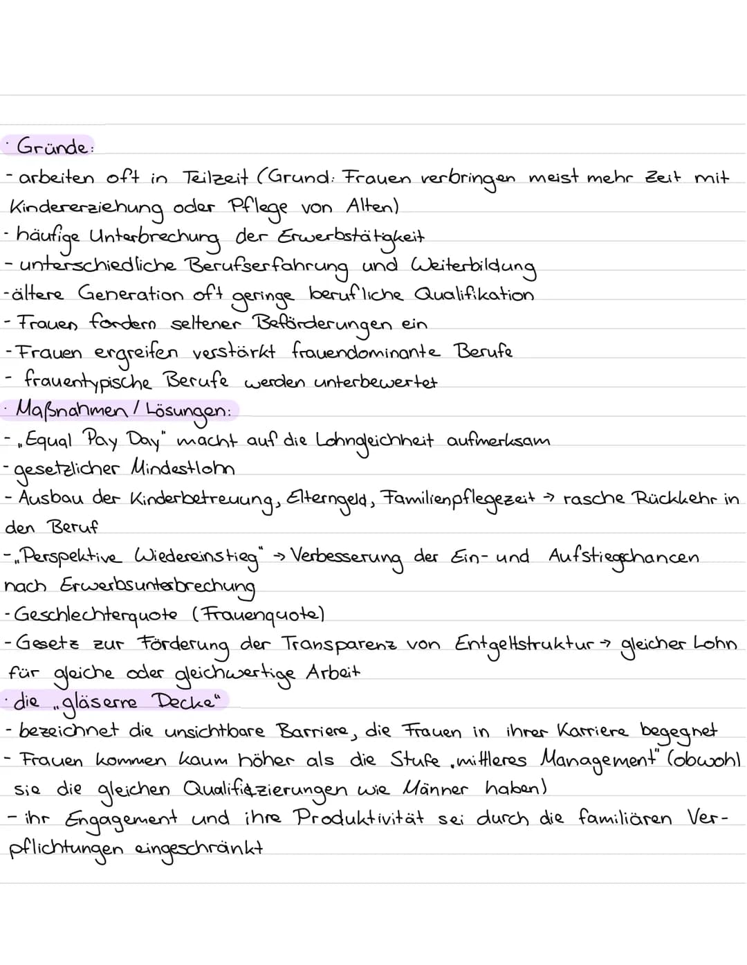 Lernzettel
• Flexibilisierung der Arbeit
• Gender pay gap
• atypische Beschäftigung
• prekäre Arbeit
• Industrie 4.0
• Typologie der Arbeit