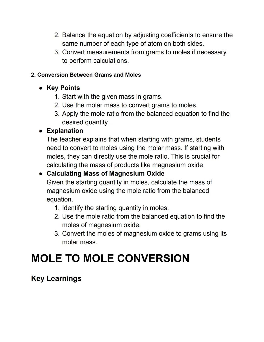 # MOLES AND AVOGADRO'S NUMBER
Key Learnings
1. Avogadro's Number and Mole Concept: Avogadro's number is a
constant used to count particle