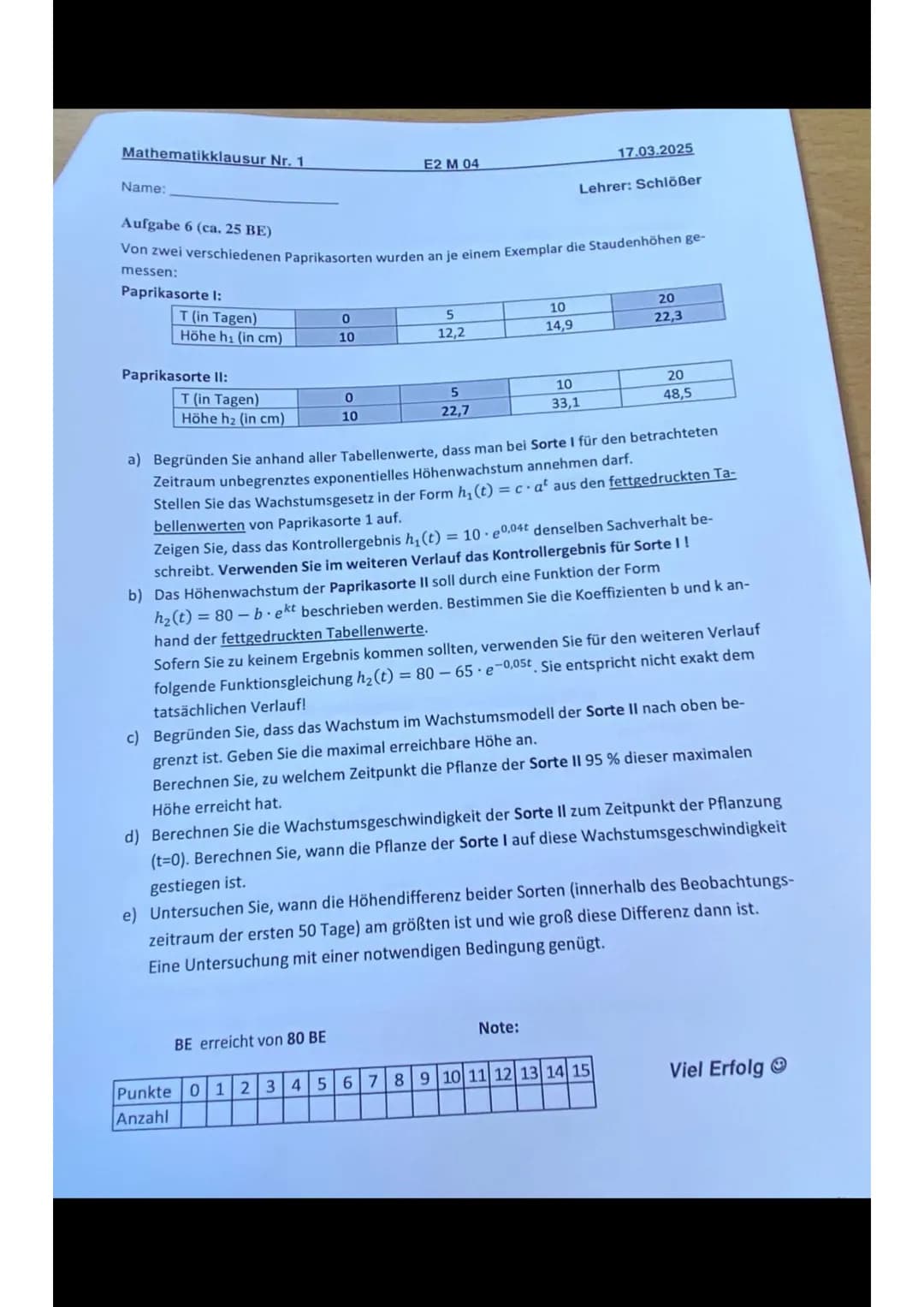 Alle Aufgaben sollen in nachvollziehbarer Weise gelöst werden (d.h. vollständiger Lösungsweg (auch
Nebenrechnungen), schlüssige Begründungen