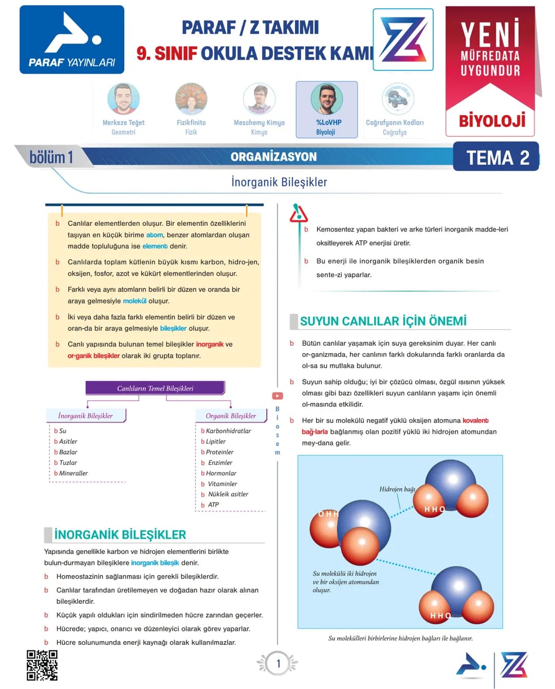 PARAF YAYINLARI
PARAF / Z TAKIMI
9. SINIF OKULA DESTEK KAMI
Z YENİ
MÜFREDATA
UYGUNDUR
Merkeze Teğet
Geometri
Fizikfinito
Fizik
Meschemy Kimy