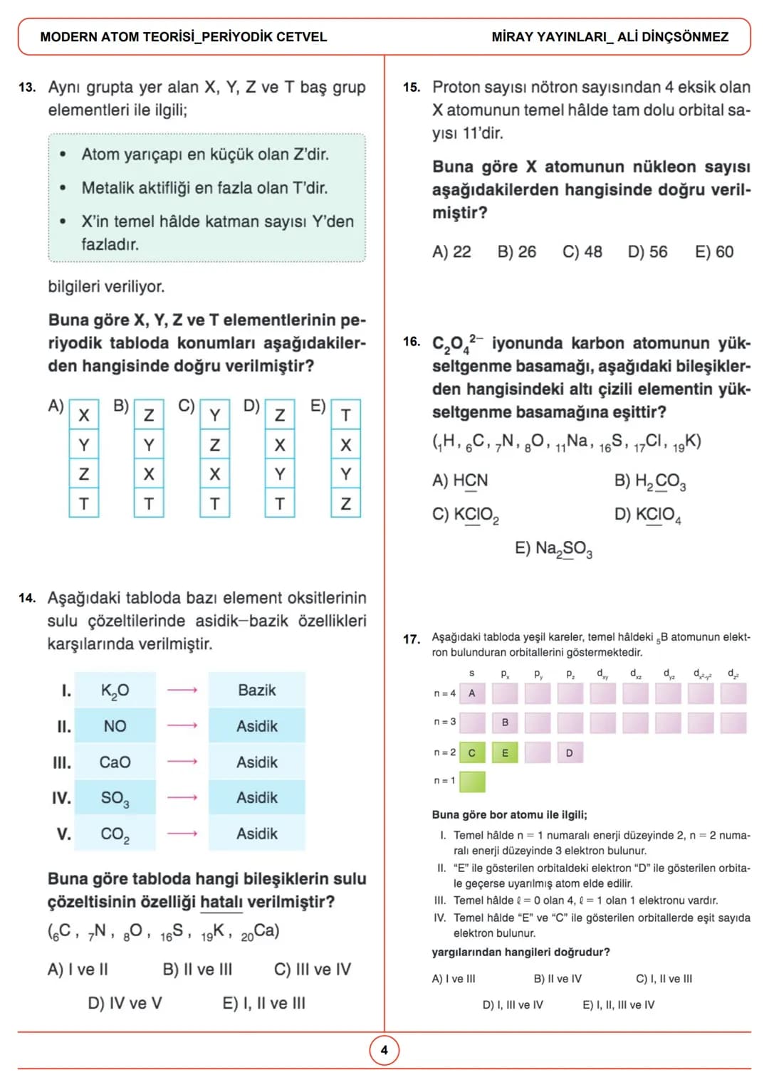 # MODERN ATOM TEORİSİ_PERİYODİK
CETVEL
Gelecek, bugünden hazırlananlara aittir.
1.
3.
X
X
X
y
y
d orbitali için
I değeri 3'tür.
3px
3