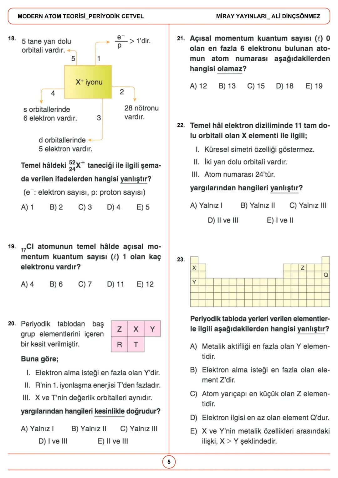 # MODERN ATOM TEORİSİ_PERİYODİK
CETVEL
Gelecek, bugünden hazırlananlara aittir.
1.
3.
X
X
X
y
y
d orbitali için
I değeri 3'tür.
3px
3