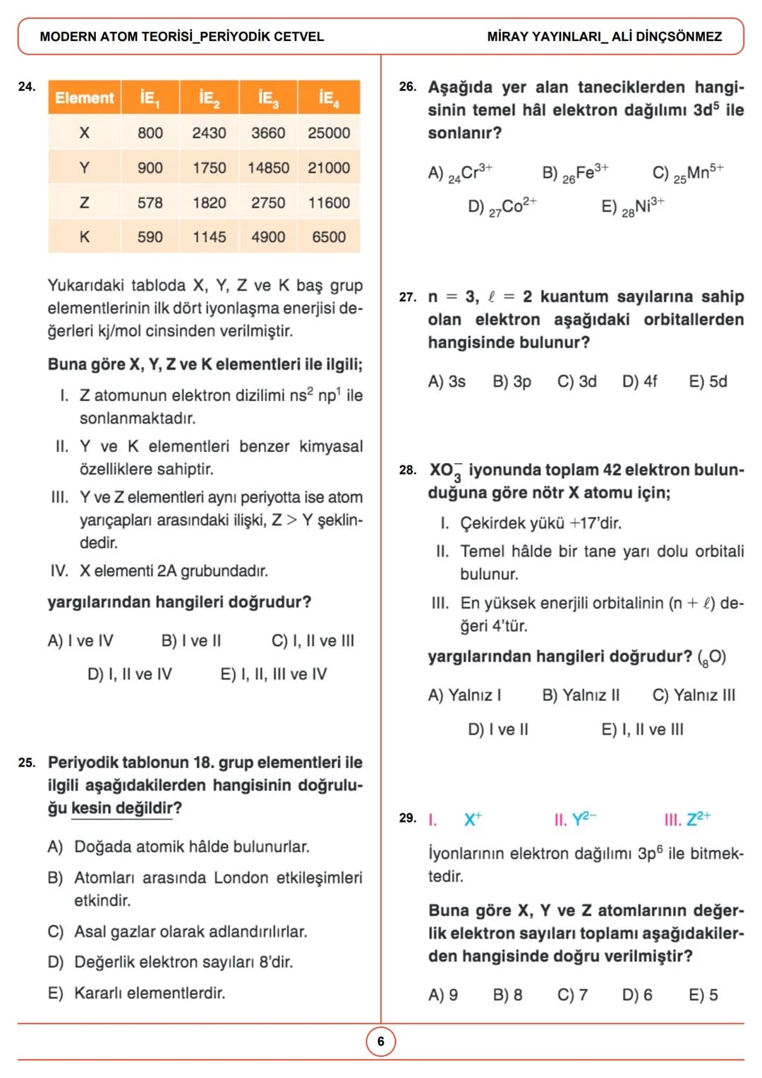# MODERN ATOM TEORİSİ_PERİYODİK
CETVEL
Gelecek, bugünden hazırlananlara aittir.
1.
3.
X
X
X
y
y
d orbitali için
I değeri 3'tür.
3px
3