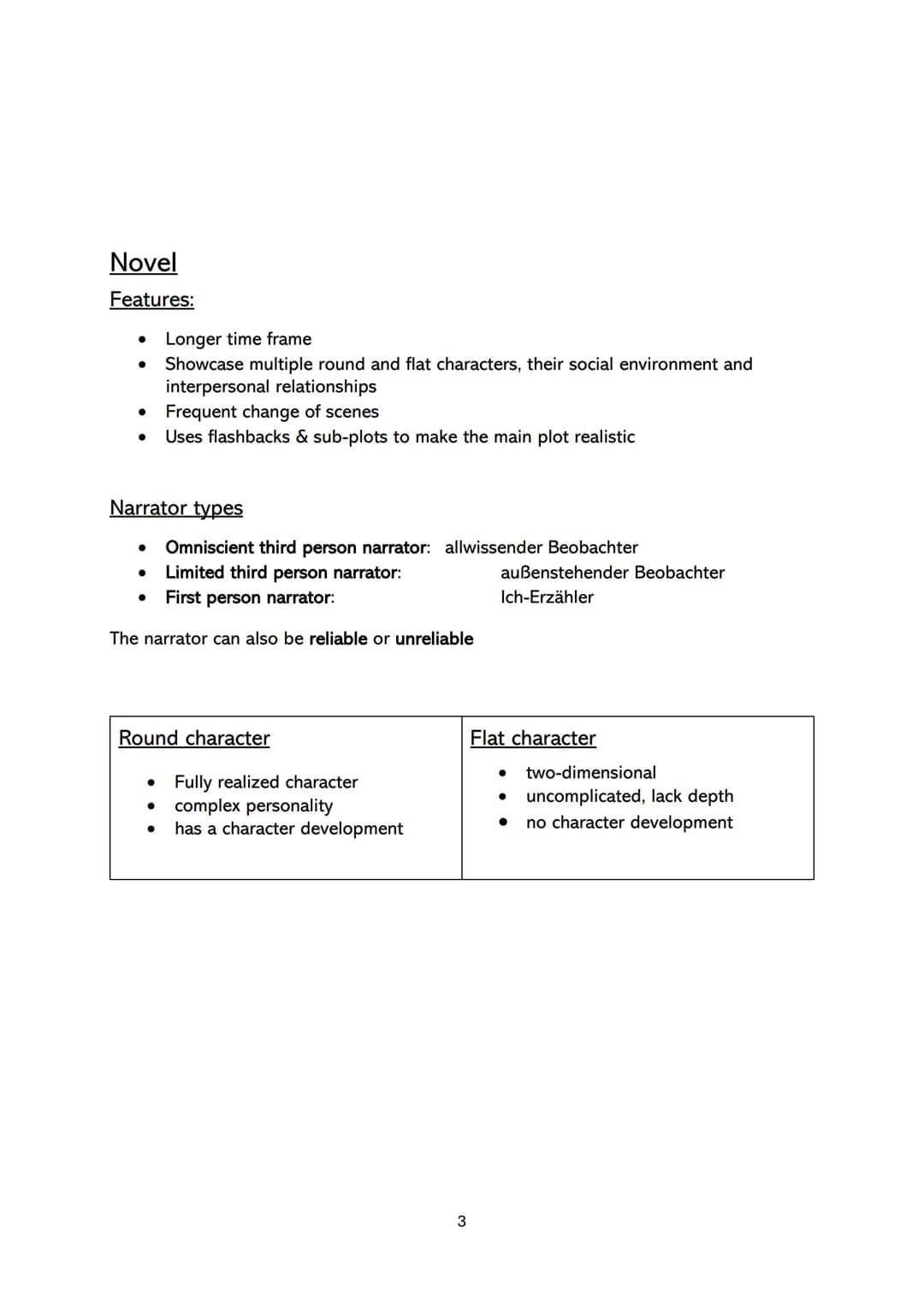 Literary Genres
Short Stories
Common features:
- A short episode of decisive importance for the main character
- Limited number of characte