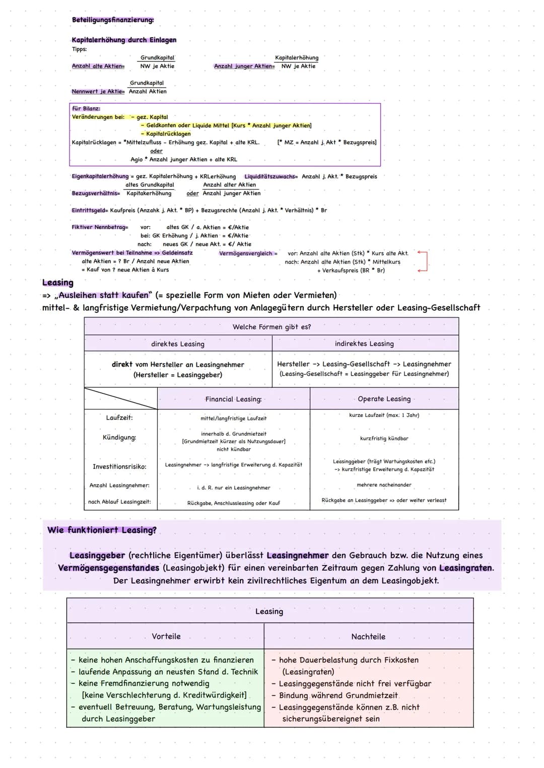 # INVESTITION & FINANZIERUNG
Investition = Verwendung der Geldmittel (Kapital) zum Erwerb von Sachvermögen
Finanzierung befasst sich mit Ber