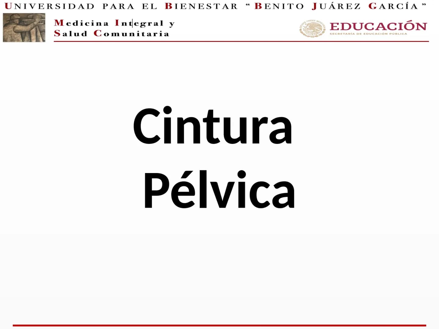 UNIVERSIDAD PARA EL BIENESTAR “BENITO JUÁREZ GARCÍA”
Medicina Integral y
Salud Comunitaria
EDUCACIÓN
SECRETARÍA DE EDUCACIÓN PÚBLICA
Cint
