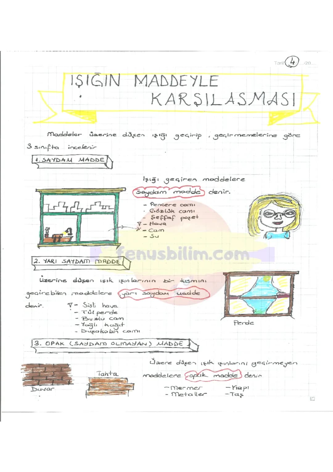 Tarih 20
# IŞIĞIN YAYILMASI
Bir ışık kaynağından çıkan ışınlar dogrusal
olarak her yöne yayılır.
Arabanın far lambasından ve sokak
lambas