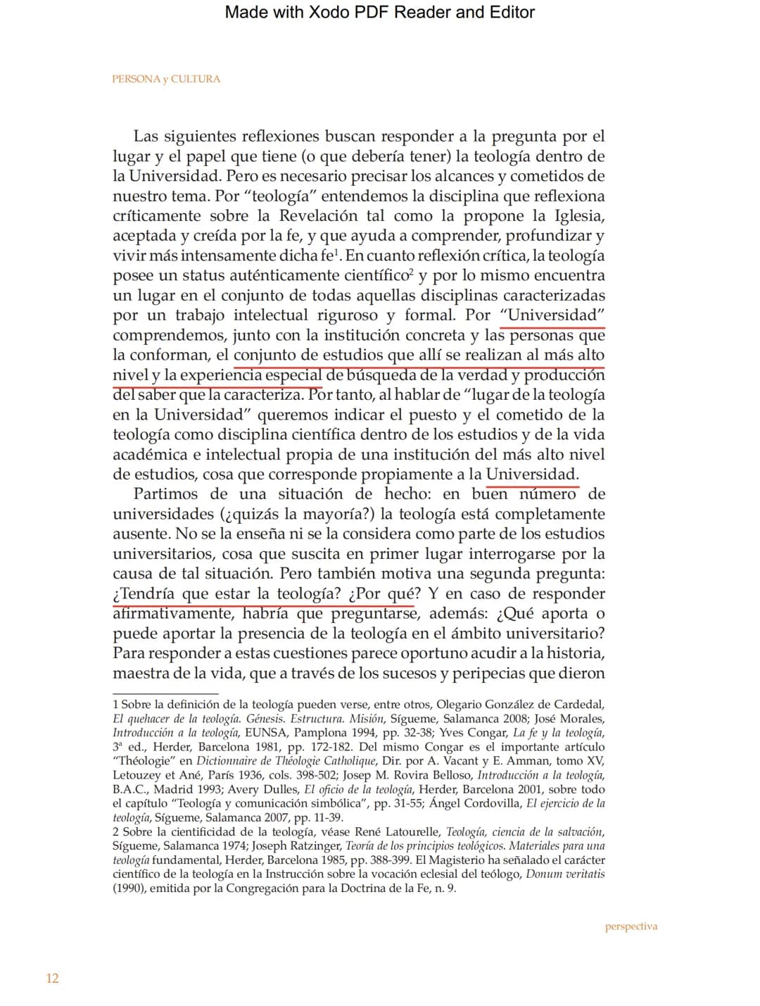Made with Xodo PDF Reader and Editor
Persona y Cultura, Universidad Católica San Pablo, número 16, pp. 11-31
# EL LUGAR DE LA TEOLOGÍA
##