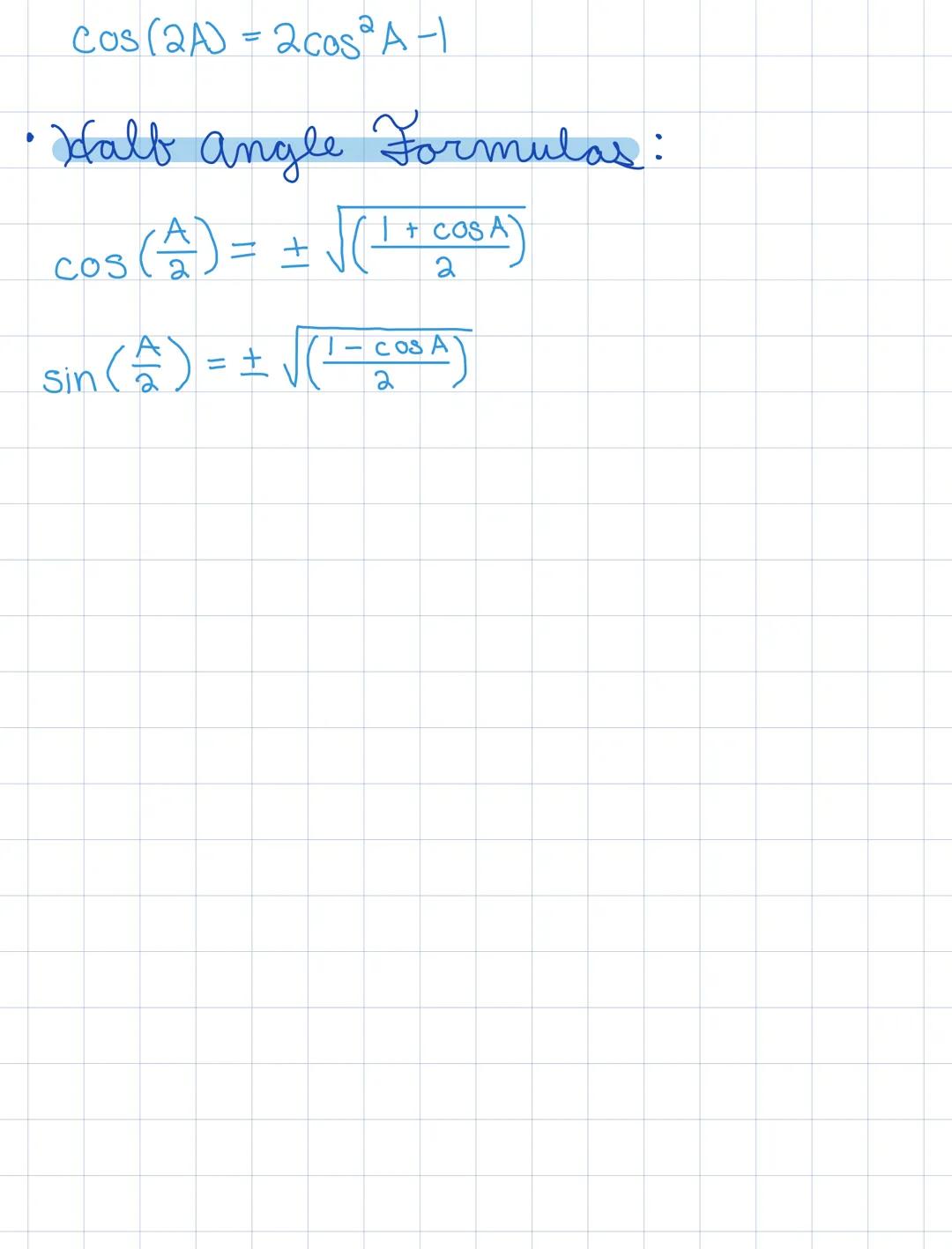 # Identities
• Angle Sum Identities:
Sin(A+B) = sin(A) cas (B) + cos (A)sin(B)
Cos(A+B)=cos(A)ccs (B) - sin(A)sin(B)
• Angle Difference
