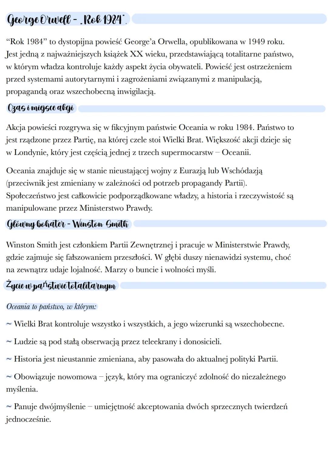 # George Orwell - Rok 1984".
"Rok 1984" to dystopijna powieść George'a Orwella, opublikowana w 1949 roku.
Jest jedną z najważniejszych ksią