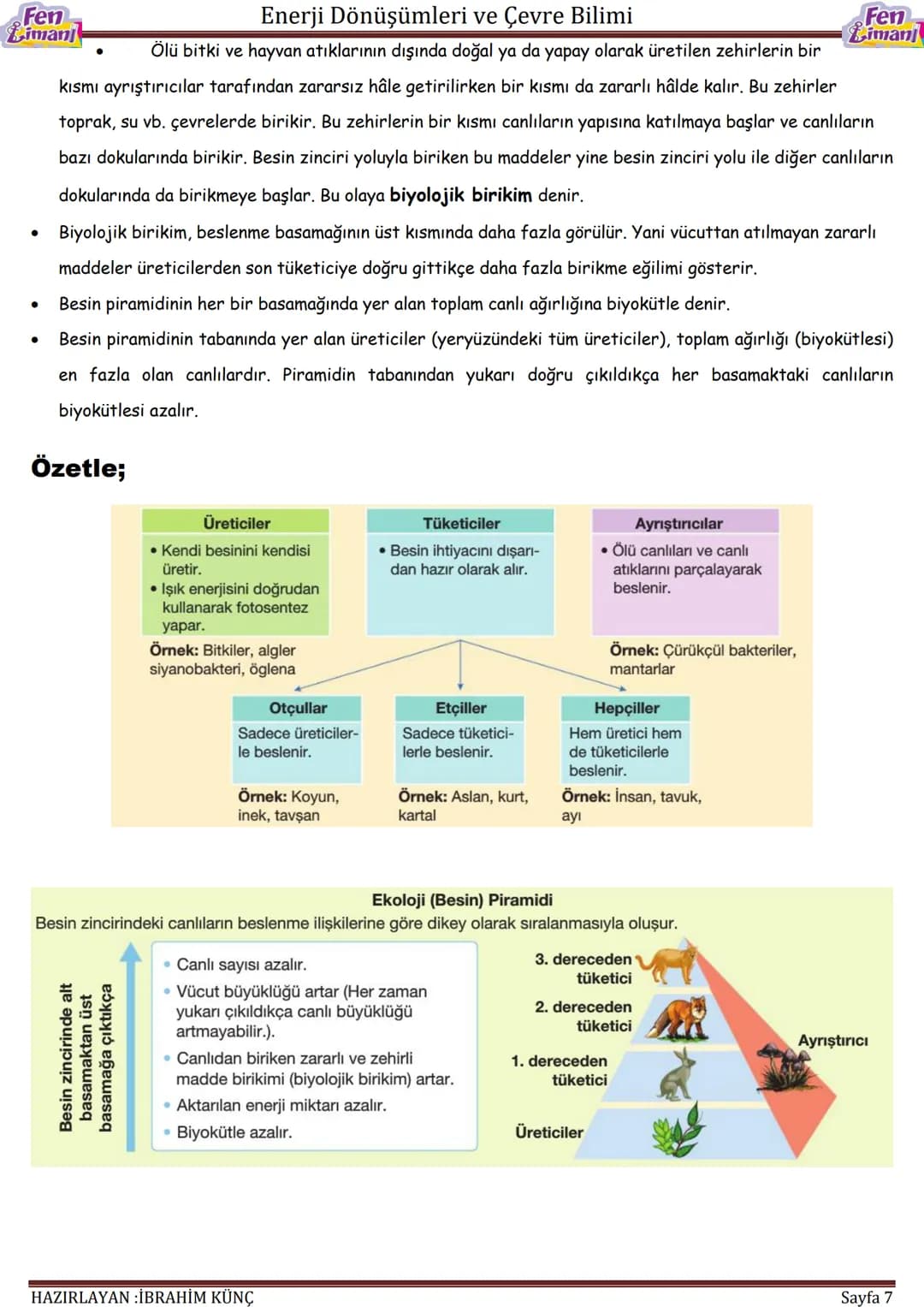 Fen
imanj
Enerji Dönüşümleri ve Çevre Bilimi
# ENERJİ
# DÖNÜŞÜMLERİ
# VE
# ÇEVRE BİLİMİ
Fen
Liman
Konu ve Kavramlar:
- Besin zinciri, besi
