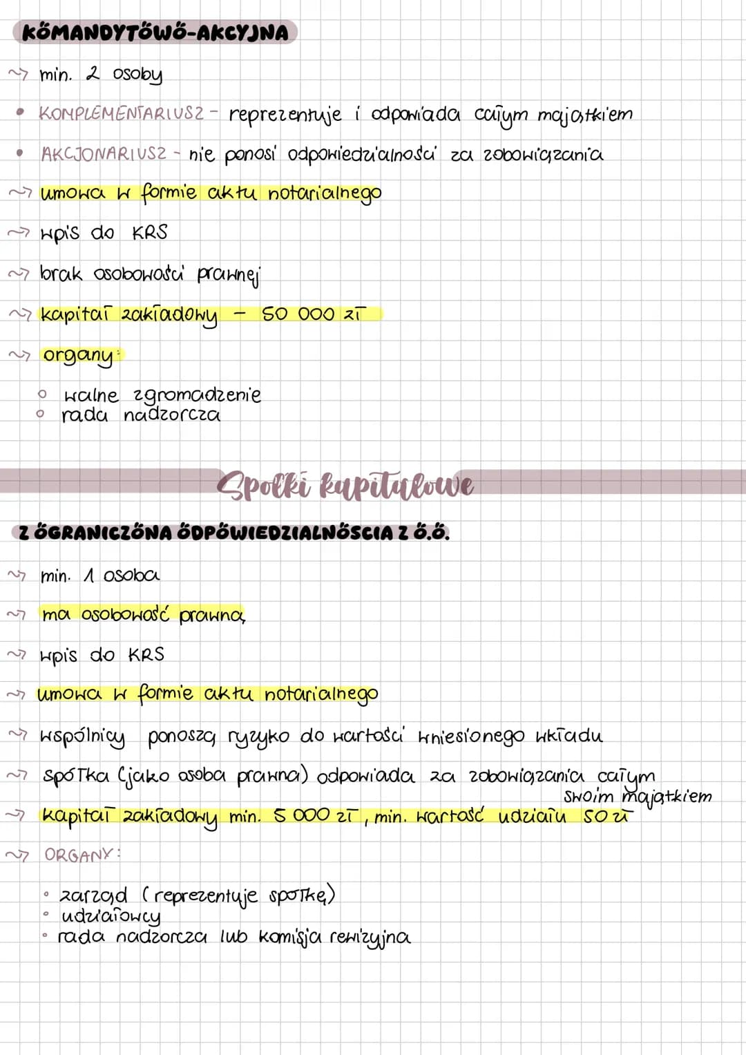 Jednoosobową działalność gospodarcza
• może ja, założyć każdy
• brak osobowości prawnej
• jeden właściciel
Spólki
prawa cywilnego
SPÓŁ