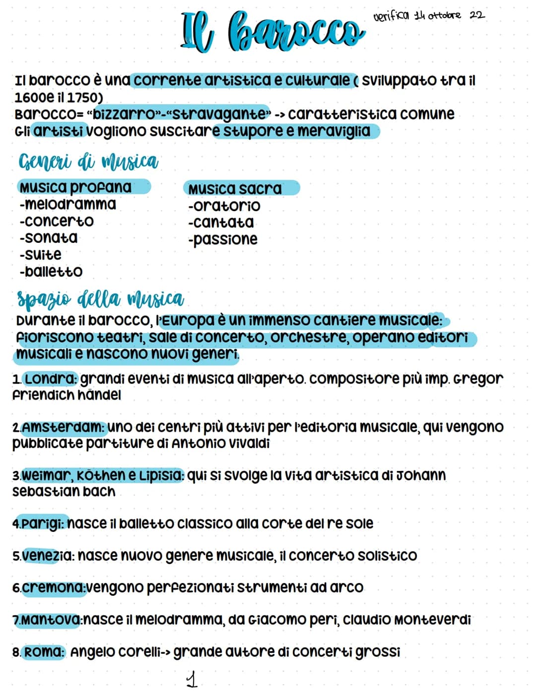 # Il barocco
verifica 14 ottobre 22
Il barocco è una corrente artistica e culturale (sviluppato tra il
1600e il 1750)
Barocco= "bizzarro"-"