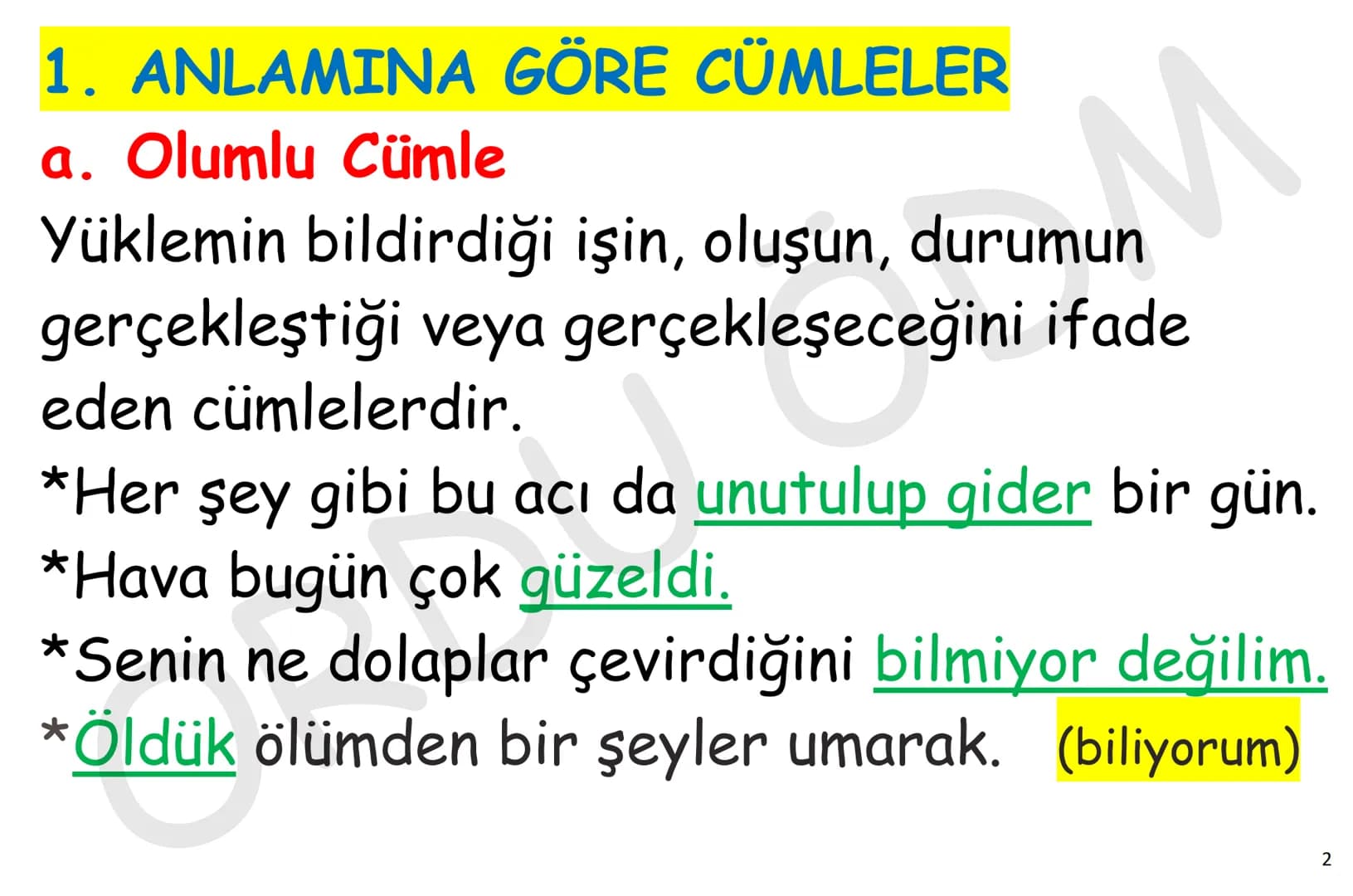 # Elanur Altıntaş
# 8. Sınıf Cümle Türleri
YGS-TÜRKÇE
# CÜMLE TÜRLERİ
## (CÜMLE ÇEŞİTLERİ)
ORDU
ÖDM # CÜMLE ÇEŞİTLERİ
Anlamlarına Gör