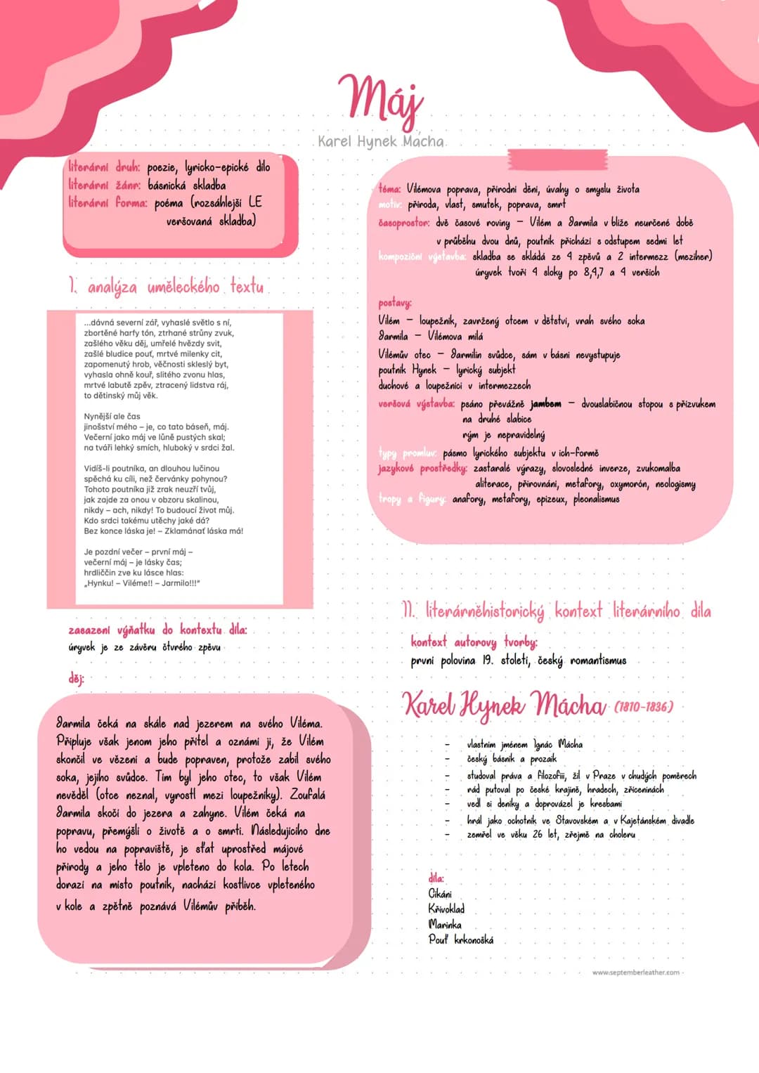 # Máj
Karel Hynek Macha
literárni druh: poezie, lyricko-epické dílo
literárni žánr: básnická skladba
literárni forma: poéma (rozsáhlejši L