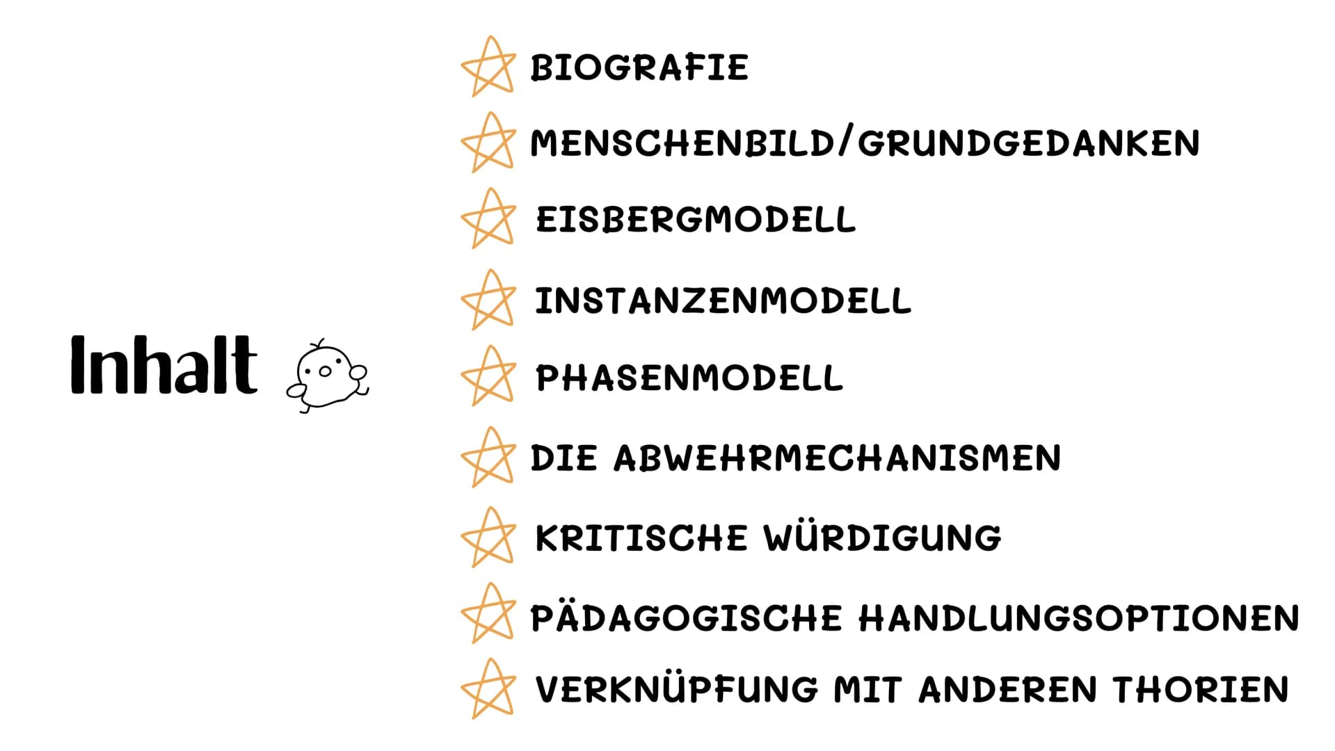 # Sigmund Freud Inhalt
BIOGRAFIE
MENSCHENBILD/GRUNDGEDANKEN
EISBERGMODELL
INSTANZENMODELL
PHASENMODELL
DIE ABWEHRMECHANISMEN
KRITISCH