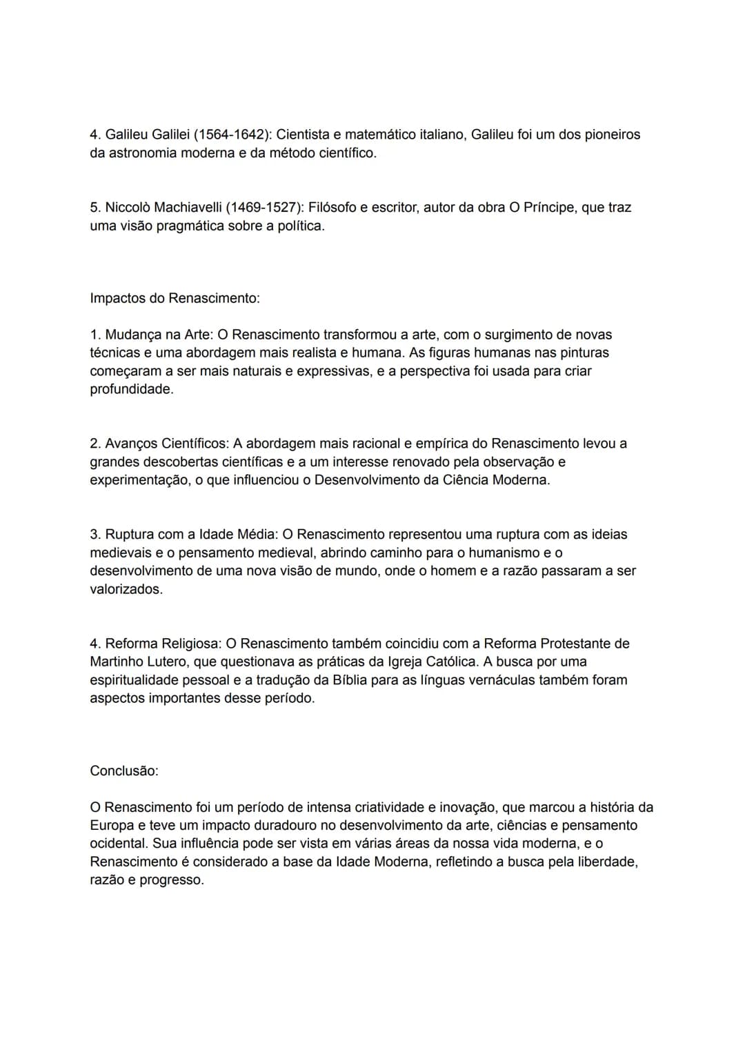 # Renascimento (História)
Resumo: O Renascimento foi um movimento cultural e artístico que ocorreu na Europa
entre os séculos XIV e XVII, m