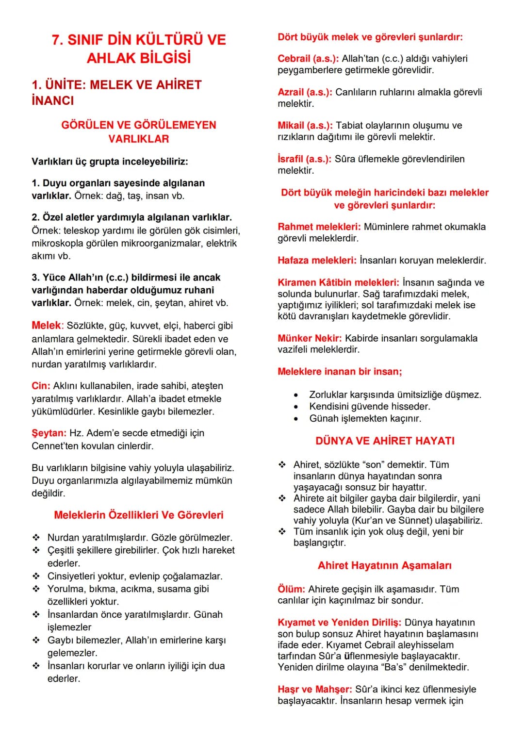 7. SINIF DİN KÜLTÜRÜ VE
AHLAK BİLGİSİ
1. ÜNİTE: MELEK VE AHİRET
İNANCI
GÖRÜLEN VE GÖRÜLEMEYEN
VARLIKLAR
Varlıkları üç grupta inceleyebili