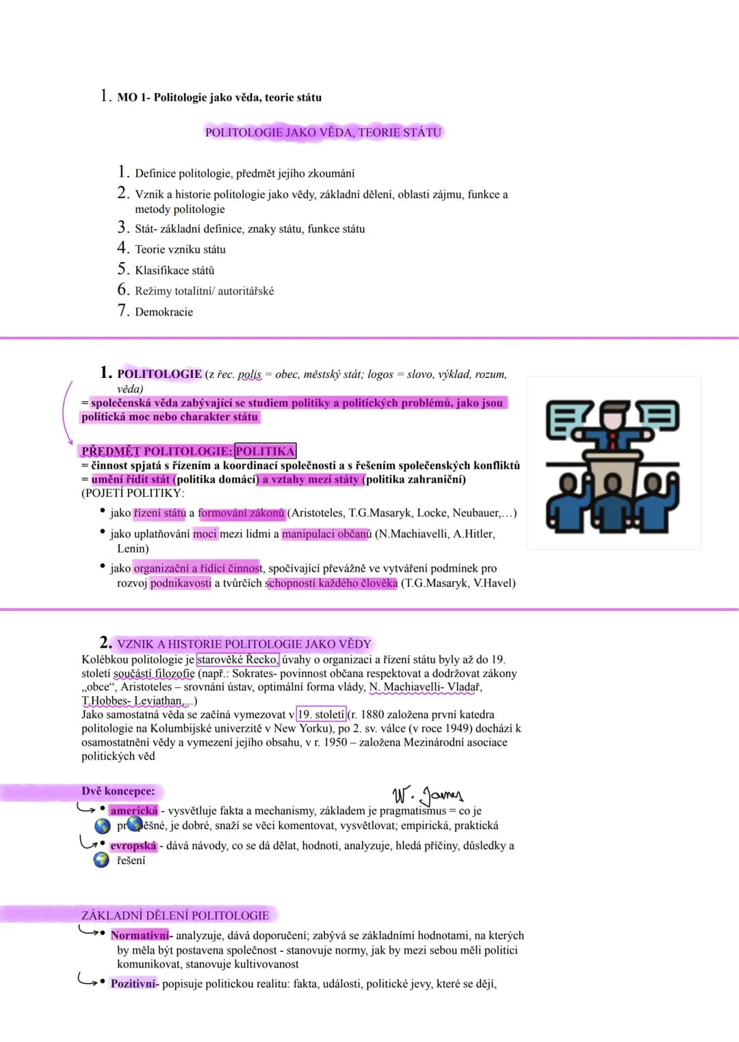 MO 1- Politologie jako
věda, teorie státu
"Maly
politolog" # 1. MO 1- Politologie jako věda, teorie státu
POLITOLOGIE JAKO VĚDA, TEORIE ST