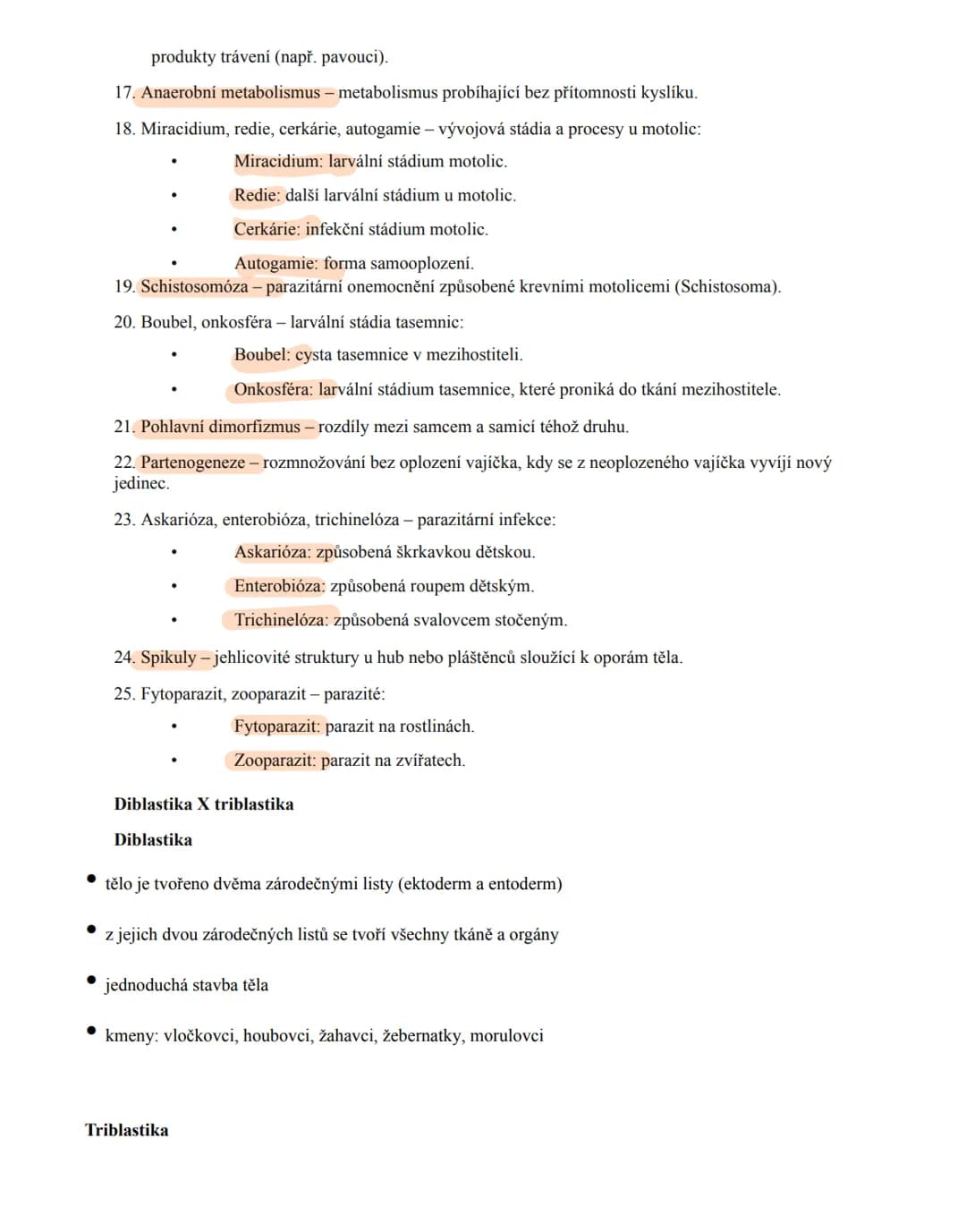 # Biologie 9
1. Cefalizace - proces, při kterém se během evoluce soustřeďují nervová centra v přední části těla, což
vede k vytvoření hlav