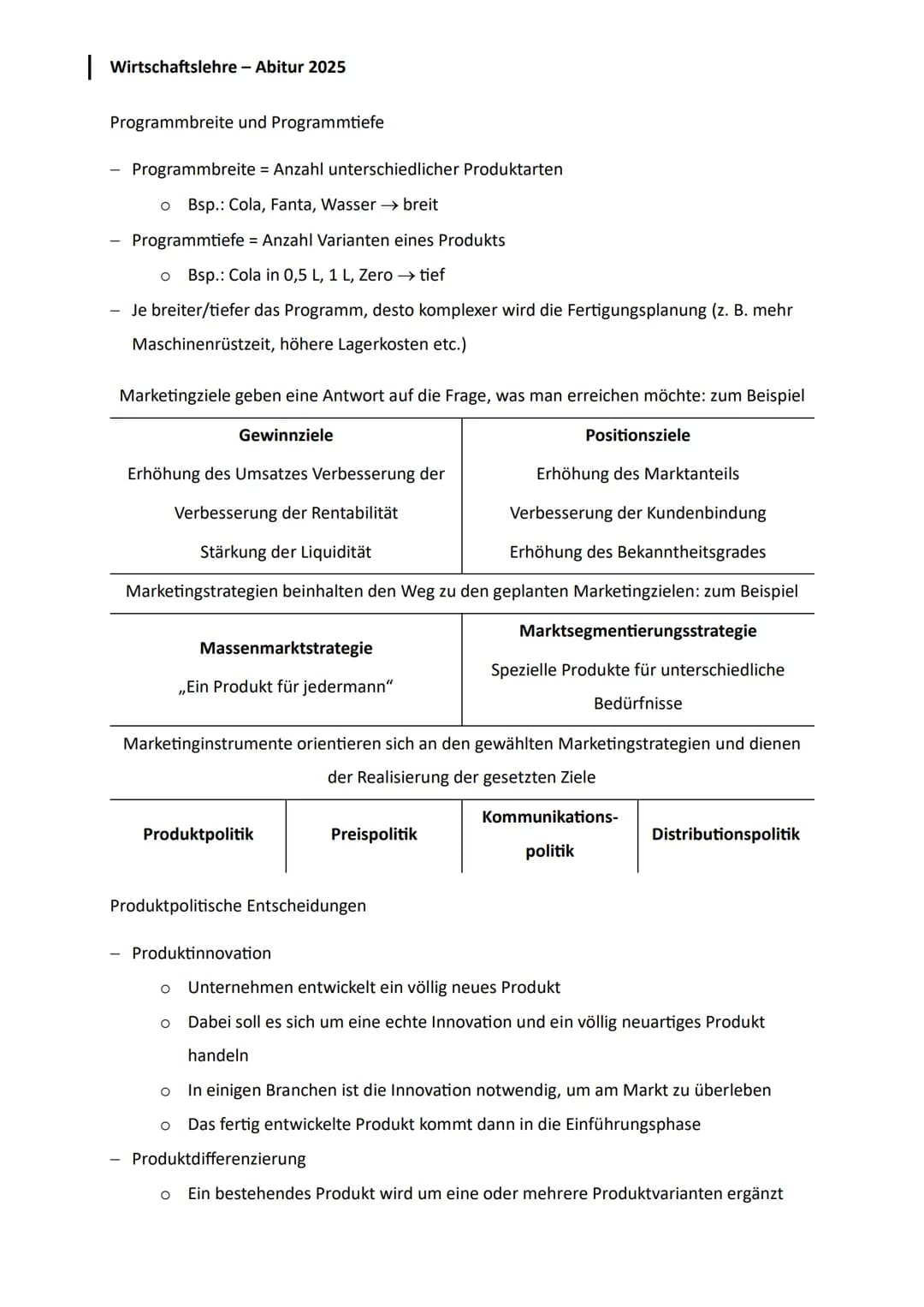 | Wirtschaftslehre - Abitur 2025
Lernzettel - Abiturprüfung am 05.05.2025
Q1 Produktion
1.
Planung des Fertigungsprogramms und Interdepen