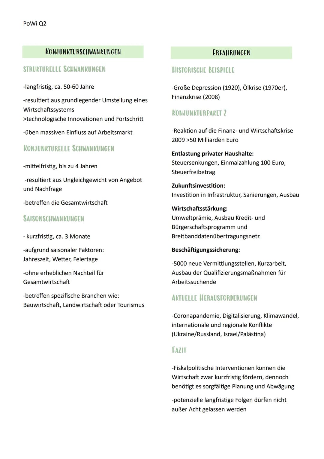 PoWi Q2
# Politik und Wirtschaft Lernzettel
Q2.1 Wirtschaftspolitik
Konjunkturanalyse/Politik
KONJUNKTURZYKLUS
Wirtschaftswachstum
Boom